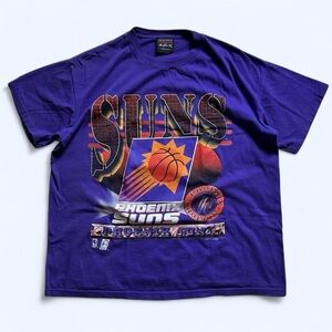 Vintage 1990s Purple Magic Johnson Phoenix Suns Graphic T-Shirt XL